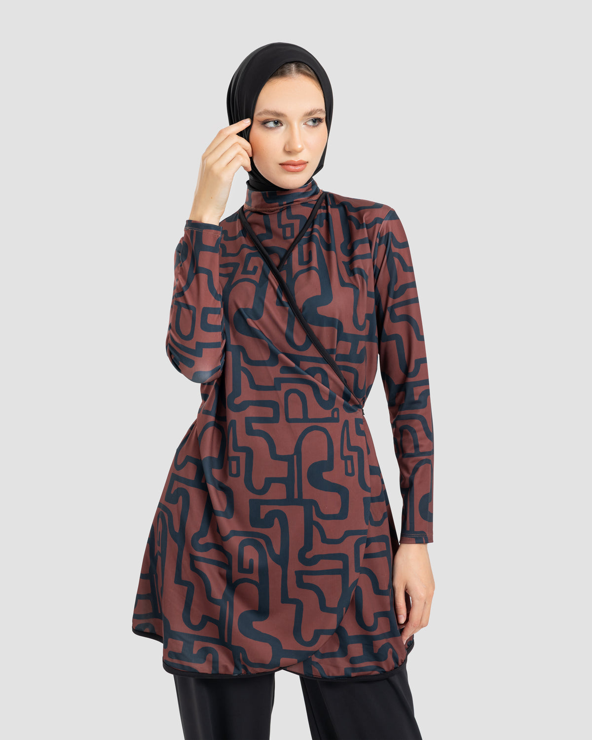 WIDE LEG SWIMPANT-BLACK ( MODEST LOOK )