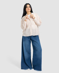 STRIPED LINEN SHIRT-BEIGE