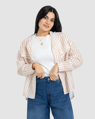 STRIPED LINEN SHIRT-BEIGE