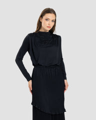DRAPPED COTTON TOP -BLACK