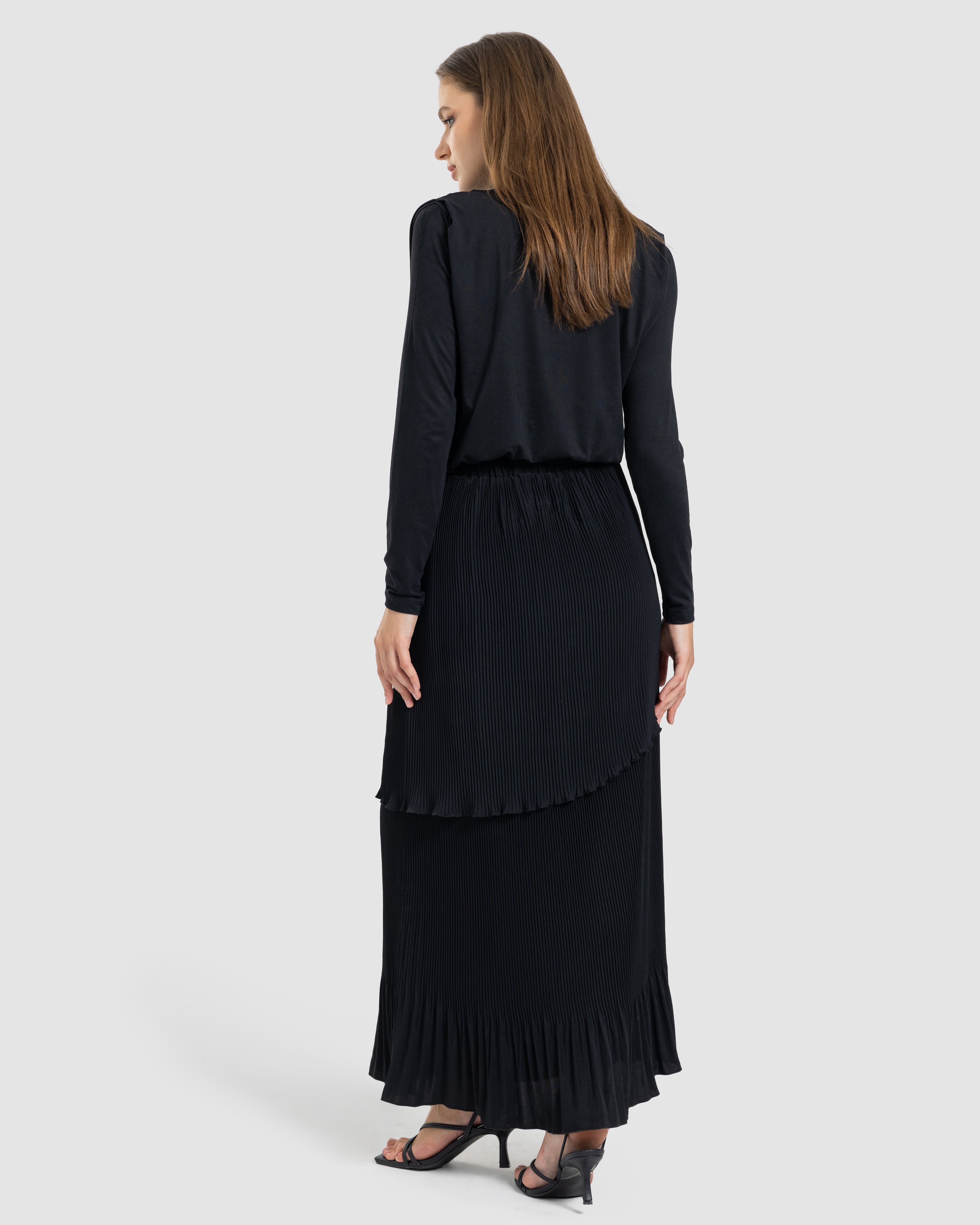 DRAPPED COTTON TOP -BLACK