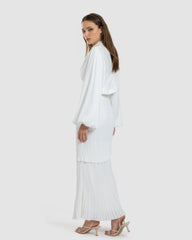 LAYERED PLISSE SKIRT-WHITE
