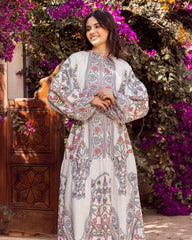 flowered Linen dress-NUDE