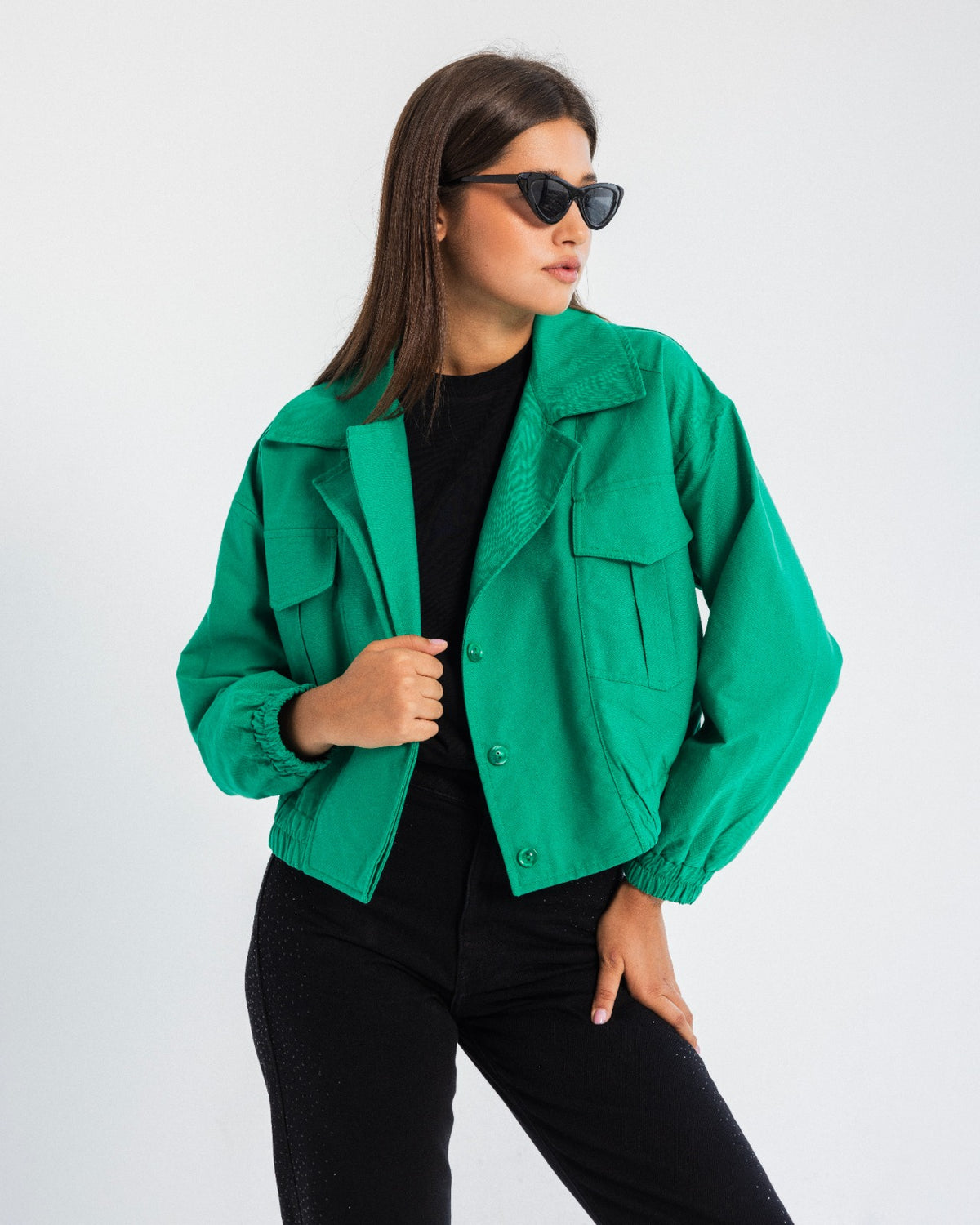 CROPPED JACKET-GREEN