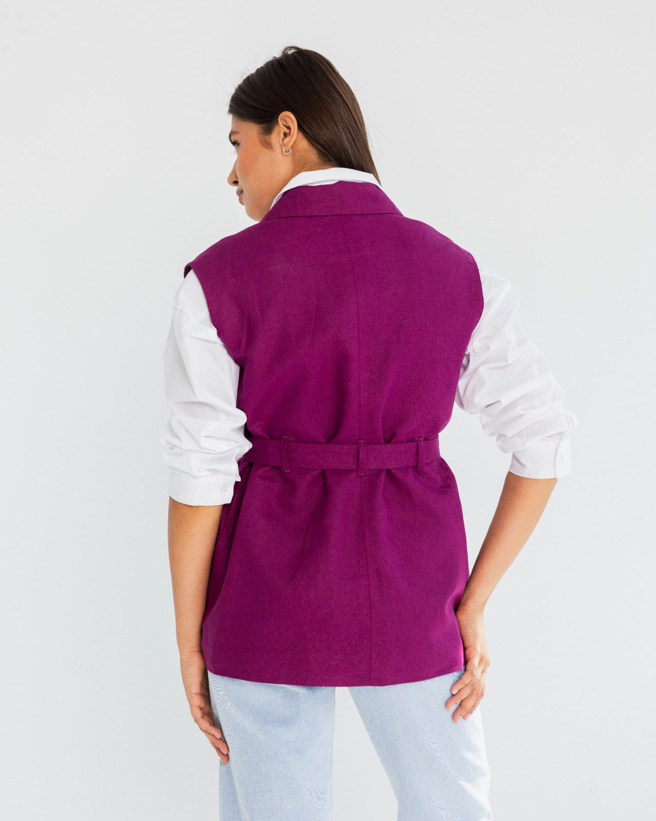 SLEEVELESS LINEN BLAZER