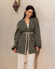 LINEN JACKET-OLIVE