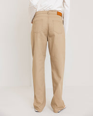 STRAIGHT GABARDINE PANTS-BEIGE