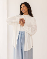 PLAIN LINEN SHIRT-OFF WHITE