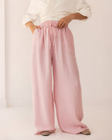 STRAIGHT LINEN PANTS-NUDE