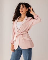 MIXED BLAZER-Rose