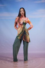 wide leg swim pant -DARK OLIVE( PANTS ONLY )