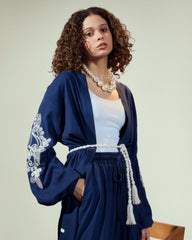 EMBROIDERY cardigan-BLUE BLACK