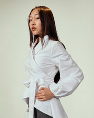 PLAIN WRAPPED BLOUSE-WHITE