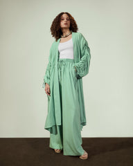 PLAIN LONG CARDIGAN-GREEN