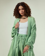 PLAIN LONG CARDIGAN-GREEN
