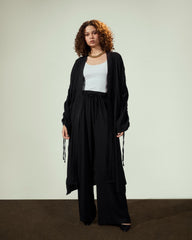 PLAIN LONG CARDIGAN-BLACK