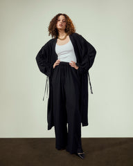 PLAIN LONG CARDIGAN-BLACK