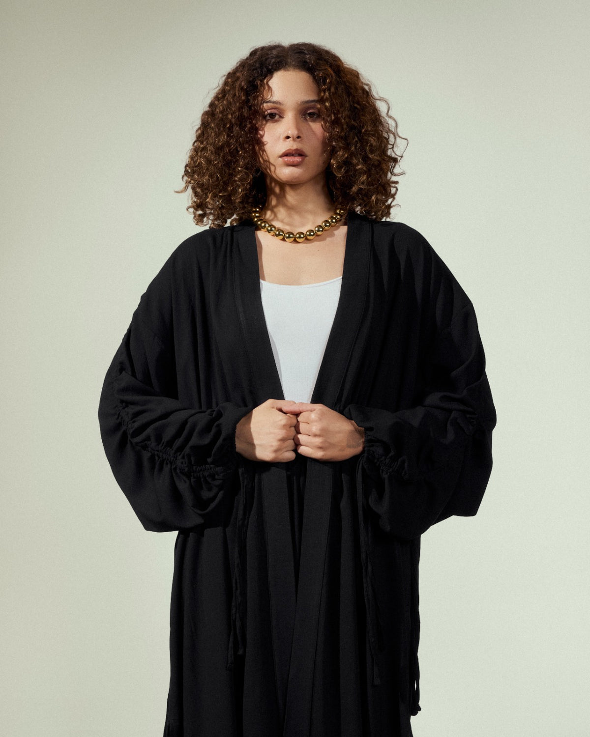 PLAIN LONG CARDIGAN-BLACK