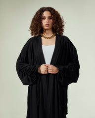 PLAIN LONG CARDIGAN-BLACK