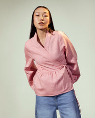 PLAIN WRAPPED BLOUSE-CASHMERE