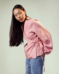 PLAIN WRAPPED BLOUSE-CASHMERE
