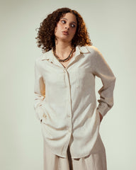 PLAIN LINEN SHIRT-BEIGE