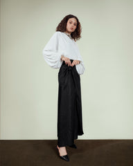 EMBROIDEREY WRAPPED SKIRT-BLACK