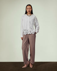 CUTWORK LINEN BLOUSE-OFF WHITE
