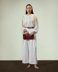 EMBROIDERY CHIFFON BLOUSE-OFF WHITE