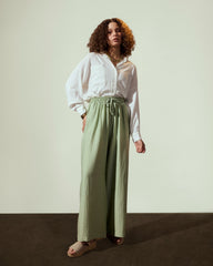 STRAIGHT LINEN PANTS-MINT GREEN