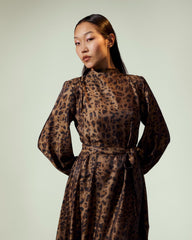 PRINTED RUFFLE DRESS-TIGER