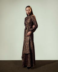 PRINTED RUFFLE DRESS-TIGER