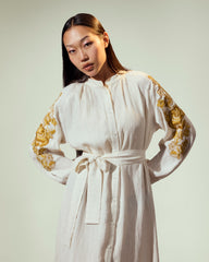 EMBROIDERY LONG SHIRT DRESS-OFF WHITE