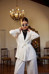 PLAIN SHORT CARDIGAN-OFF WHITE
