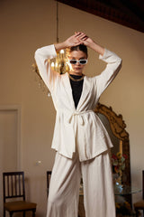 PLAIN SHORT CARDIGAN-OFF WHITE