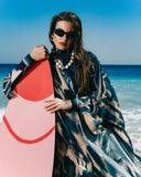 SANDY EFFECT SWIM KIMONO -NAVY BLUE