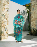 SEA SIREN STRIPE SWIM KIMONO -AQUA