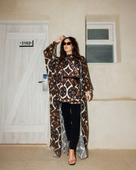 SANDSTONE KIMONO-BROWN