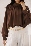 LOOSE GAIPELRE BLOUSE -BROWN