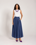 HIGH WAIST DENIM SKIRT -NAVY BLUE