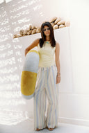 PASTEL STRIPE STRAIGHT PANTS - LIGHT YELLOW