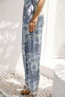 PATCHWORK LUXE PANTS -BABY BLUE