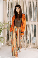 ELASTIC WAIST STRIPED PANTS -HAVAN