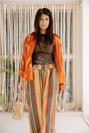 ELASTIC WAIST STRIPED PANTS -HAVAN