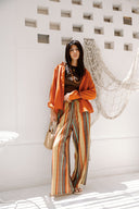 ELASTIC WAIST STRIPED PANTS -HAVAN