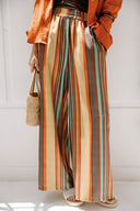 ELASTIC WAIST STRIPED PANTS -HAVAN