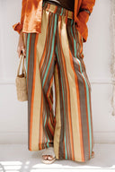 ELASTIC WAIST STRIPED PANTS -HAVAN