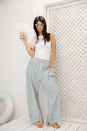 Striped pants with pockets - MINT GREEN
