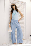 Striped pants with pockets - Blue