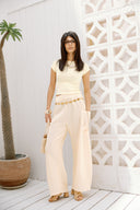 Striped pants with pockets - Yellow
